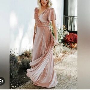 Baltic Born NWOT Andi Ribbed Velvet Wrap Dress XLin Champagne
